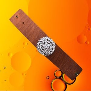 Jeweled brown leather cuff